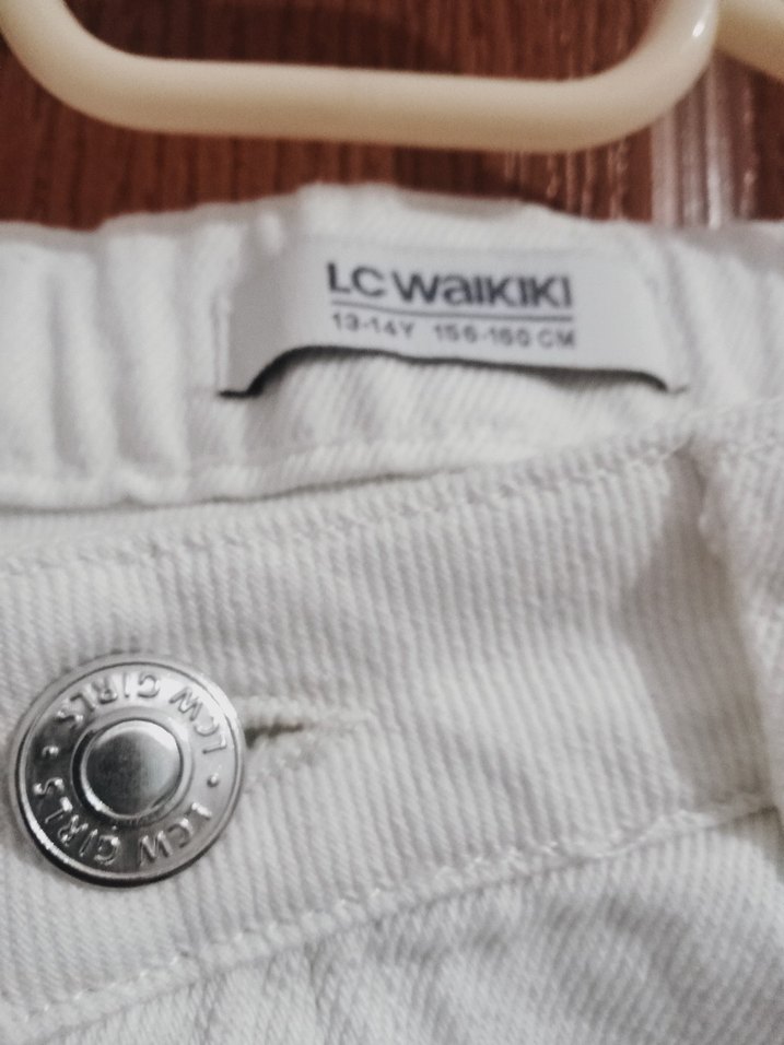 Beyaz kız çocuk Kot Pantolon - Görsel 2