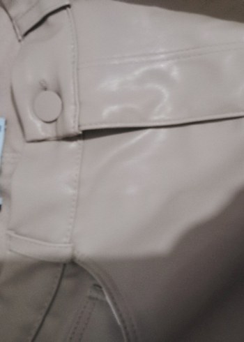 Bej Midi Deri Kadın Pantolon - Görsel 3