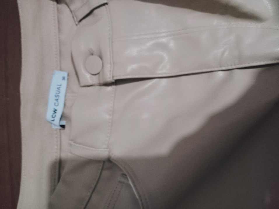 Bej Midi Deri Kadın Pantolon - Görsel 3