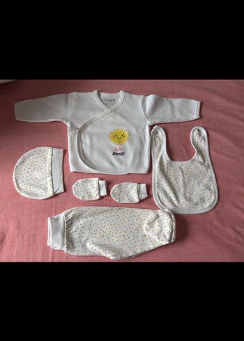 Beyaz Örme Yenidoğan Bebek Hastane Seti - Görsel 2