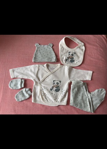 Yeşil Beyaz unisex Bebek Pamuklu hastane çıkışı - Görsel 2