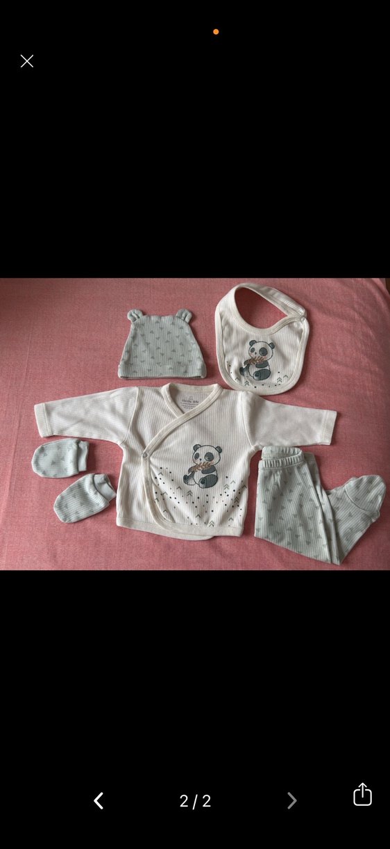 Yeşil Beyaz unisex Bebek Pamuklu hastane çıkışı - Görsel 2