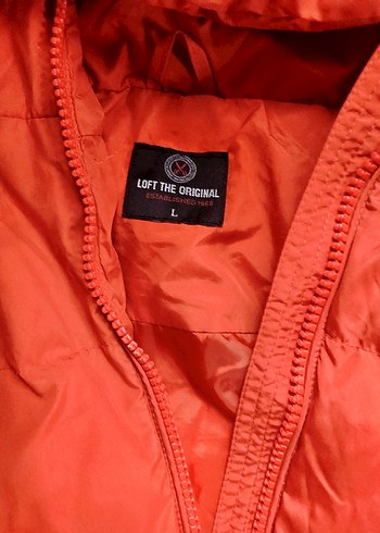 Loft Canli Mercan Turuncu Kapusonlu Sisme Mont