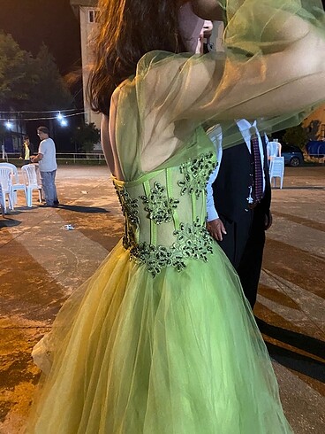 Diğer Uzun balon kollu abiye elbise