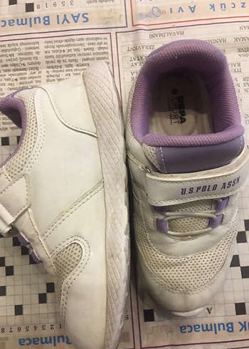 30 Beden Mor Kız Çocuk Spor Ayakkabısı Velcro Bantlı