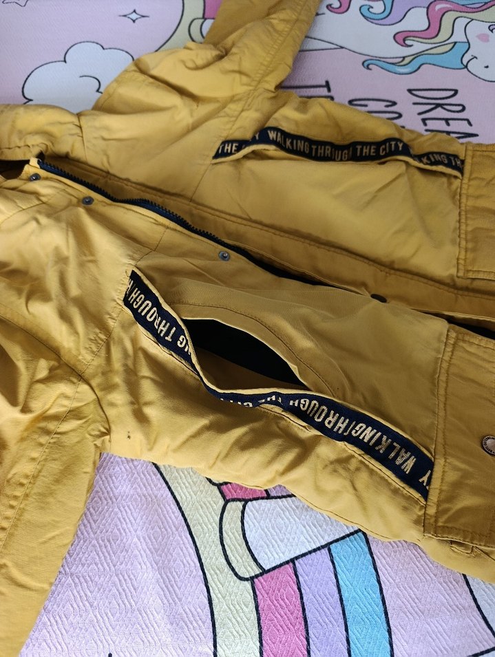 Sarı Fermuarlı Erkek Çocuk Street Wear Mont - Görsel 2