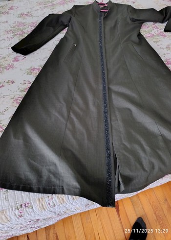 48 bedenKadın Siyah Uzun Dökümlü Palto - Görsel 3