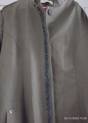 48 bedenKadın Siyah Uzun Dökümlü Palto - Görsel 5