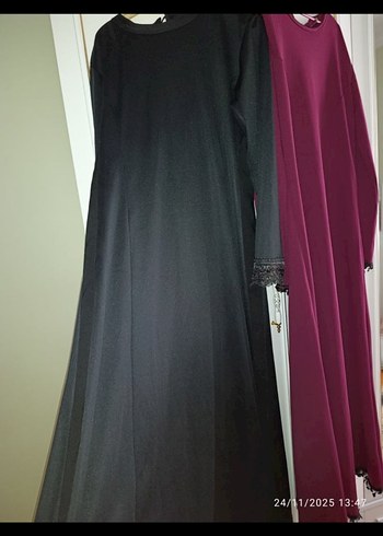 46 b Siyah Uzun Kollu Gotik Uzun Elbise - Görsel 3