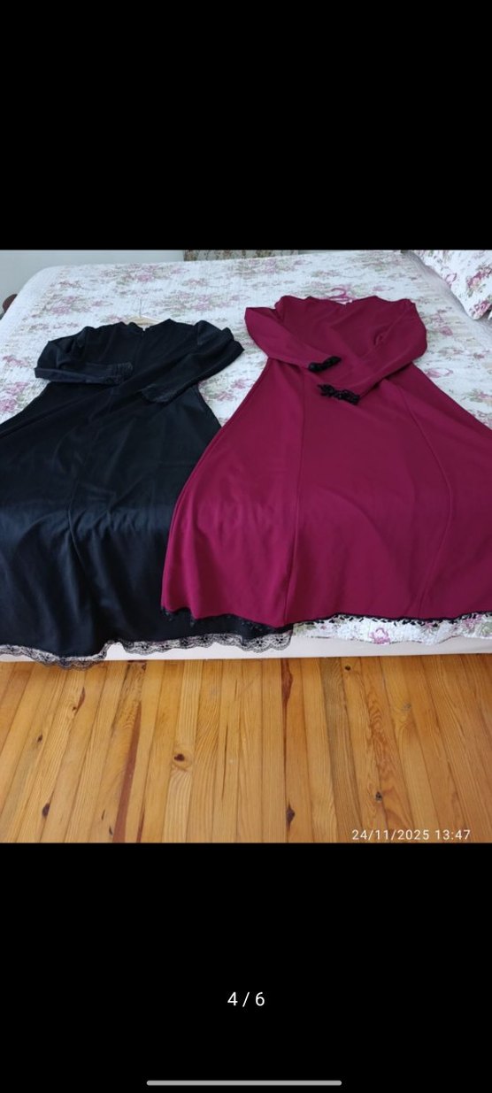 46 b Siyah Uzun Kollu Gotik Uzun Elbise - Görsel 4