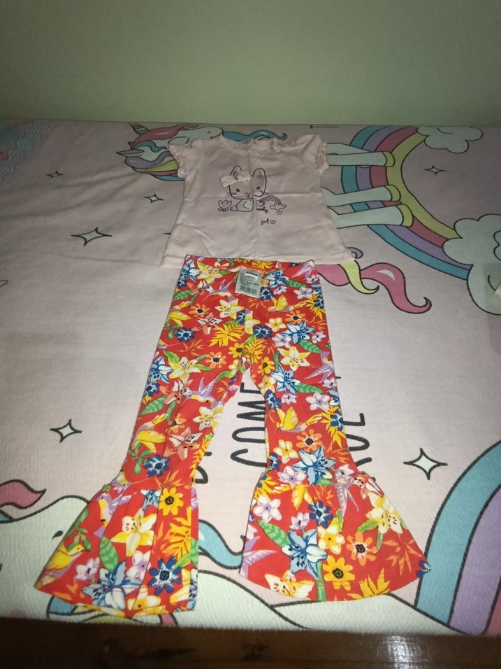 2 3 yaş Kız Bebek Renkli Çiçekli Takım - Görsel 2