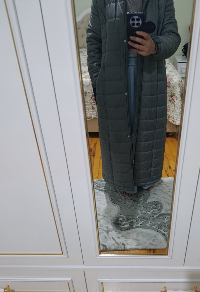 Gri Uzun Kadın Kışlık Yelek - Görsel 4