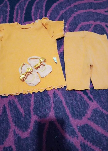 Sarı Kız Bebek Kısa Kollu Takım - Görsel 3