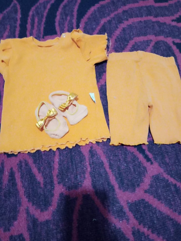 Sarı Kız Bebek Kısa Kollu Takım - Görsel 2