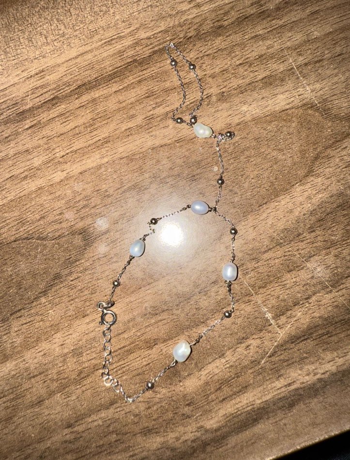 Beyaz İncili Gümüş Şahmeran Bileklik - Görsel 2