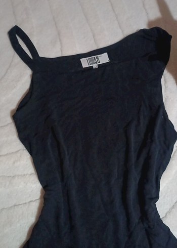 Siyah Kolsuz Fit Kesim Kadın Keten Elbise - Görsel 2