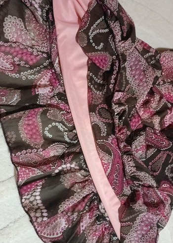 Pembe Fırfırlı Bohem mini elbise - Görsel 5