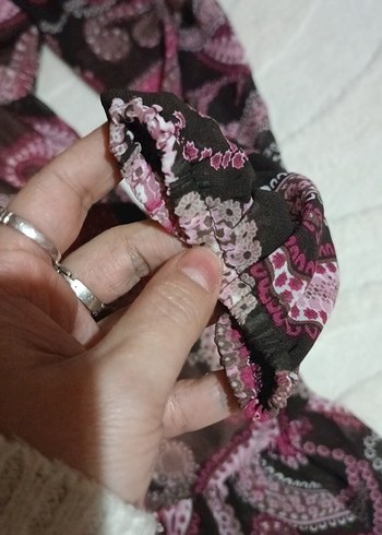 Pembe Fırfırlı Bohem mini elbise - Görsel 4