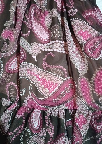 Pembe Fırfırlı Bohem mini elbise - Görsel 3