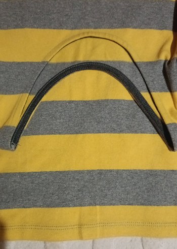 Sarı Gri Çizgili Yumuşak Triko Mini Elbise - Görsel 5