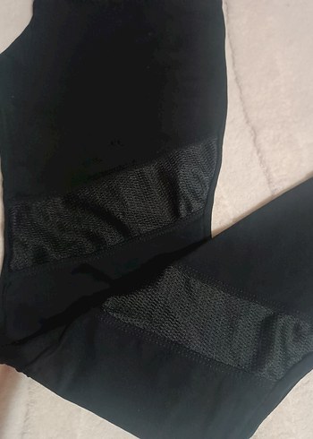 (Sıfır Ürün)Kadın Siyah Midi Tayt Velcro Detaylı - Görsel 2