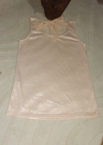 Kadın Pudra Pembe Kolsuz Keten Bluz - Görsel 2