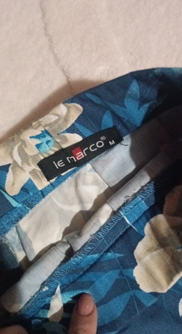 Mavi Çiçekli Pliseli Mini Etek - Görsel 2