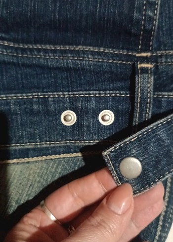Fitted Mavi Denim Mini Etek (bir çıtçıt koptu ve ön düğmesi yok) - Görsel 5