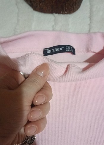 Pembe Yumuşak Dokulu Yüksek Yakalı Kadın Kazak - Görsel 3