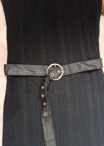 Kadın Siyah Uzun Goth Kemerli Elbise(deri kemer ile birlikte) - Görsel 3