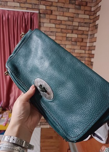 Yeşil Hakiki Deri İki Gözlü Bohem Kadın Çanta - Görsel 2