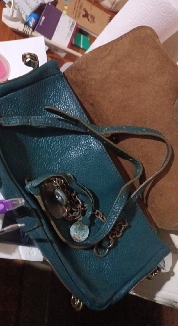 Yeşil Hakiki Deri İki Gözlü Bohem Kadın Çanta - Görsel 3