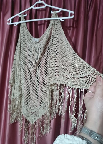 Bej Örgü Bohem Şal - Görsel 2