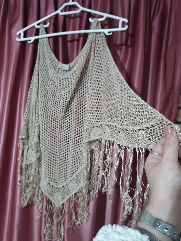 Bej Örgü Bohem Şal - Görsel 2