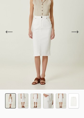 Beyaz Midi Kot Etek - Görsel 7