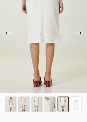 Beyaz Midi Kot Etek - Görsel 8