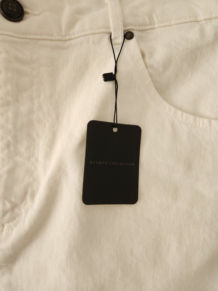 Beyaz Midi Kot Etek - Görsel 2