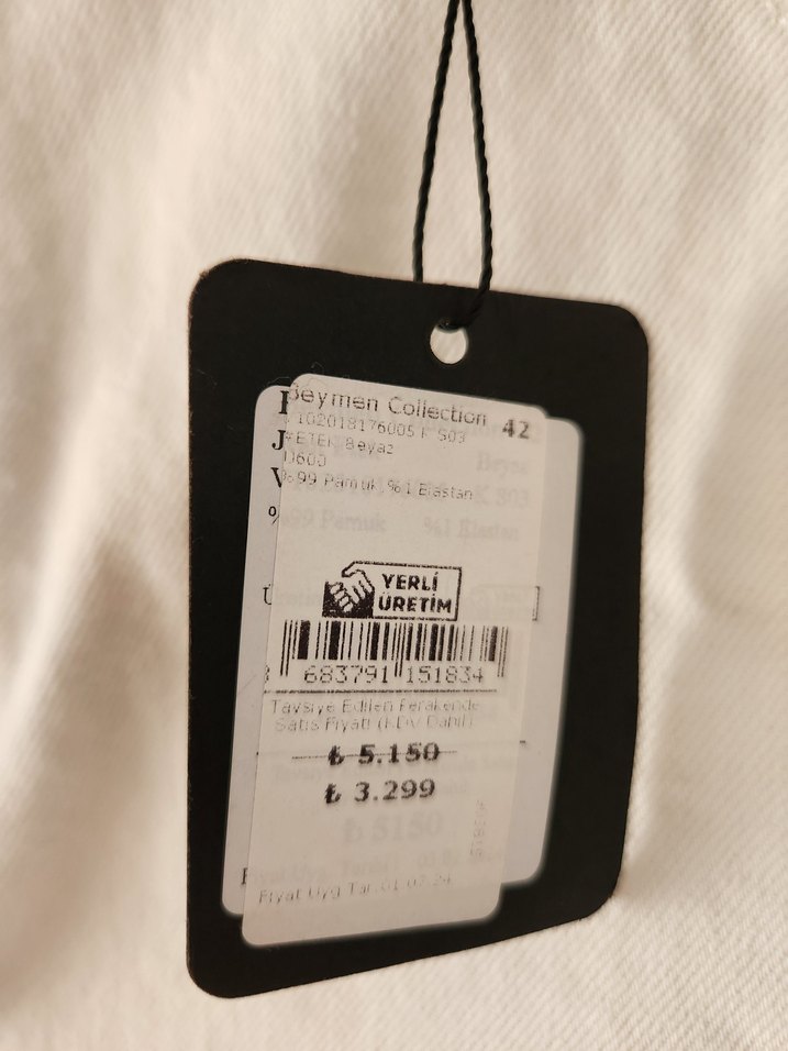 Beyaz Midi Kot Etek - Görsel 4