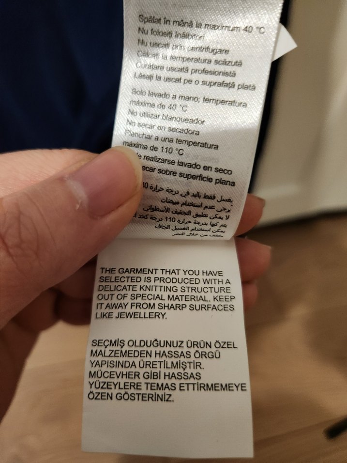 lacivert V Yaka Nakışlı Triko Kadın Kazak - Görsel 4