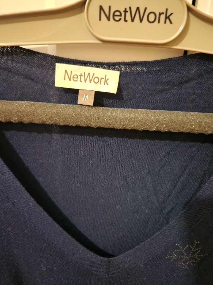 lacivert V Yaka Nakışlı Triko Kadın Kazak - Görsel 3