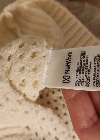 Bej Örgü Boğazlı Kadın Kazak - Görsel 3