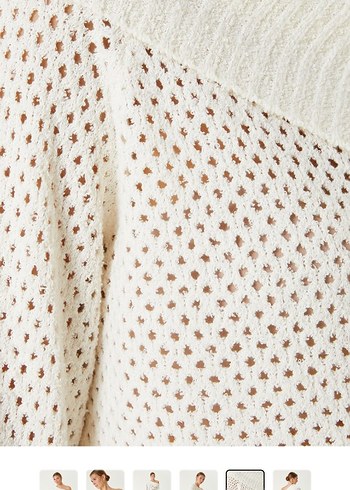 Bej Örgü Boğazlı Kadın Kazak - Görsel 6