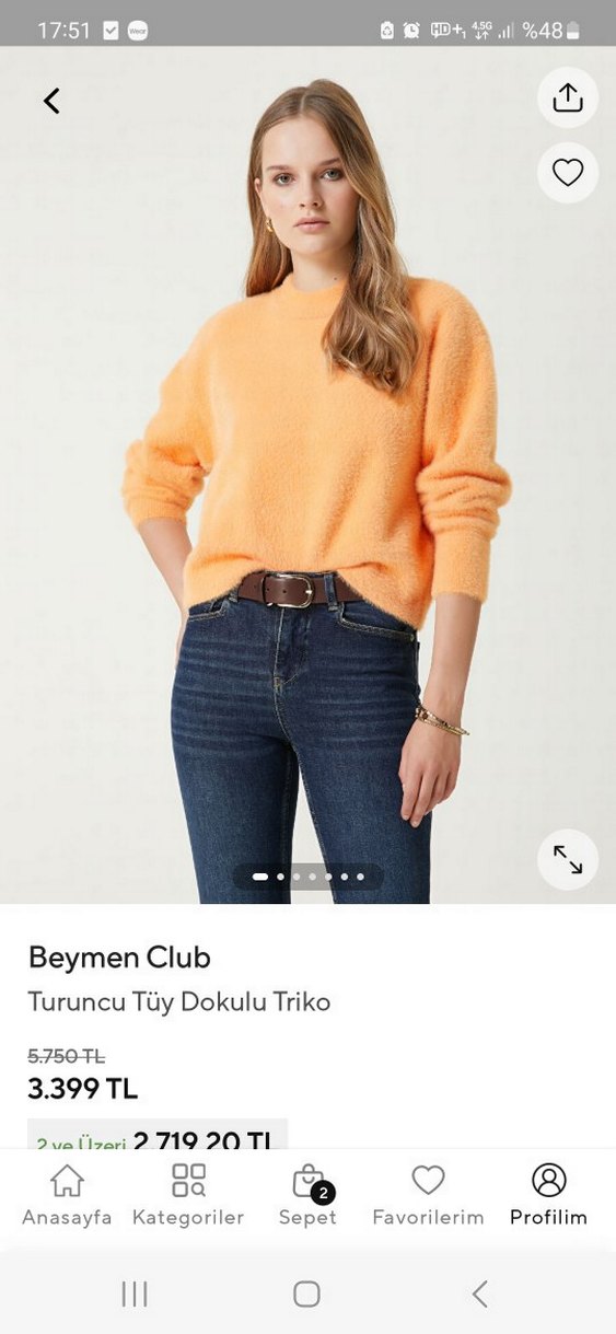 Turuncu Yumuşak Dokulu Kadın Kazak - Görsel 5