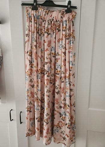 Pembe Çiçek Desenli Bohem Uzun Etek - Görsel 2