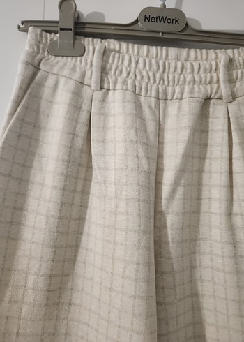 Bej Kadın pamuk beli lastikli Pantolon - Görsel 2