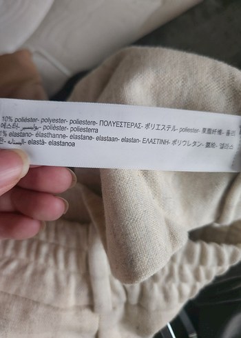 Bej Kadın pamuk beli lastikli Pantolon - Görsel 6