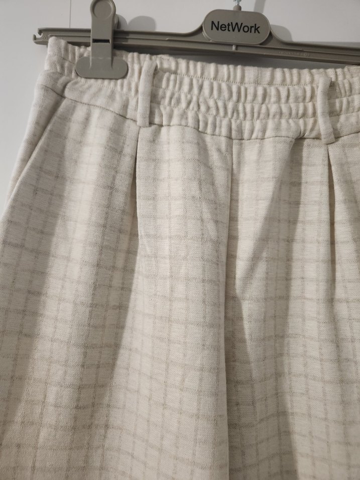 Bej Kadın pamuk beli lastikli Pantolon - Görsel 2