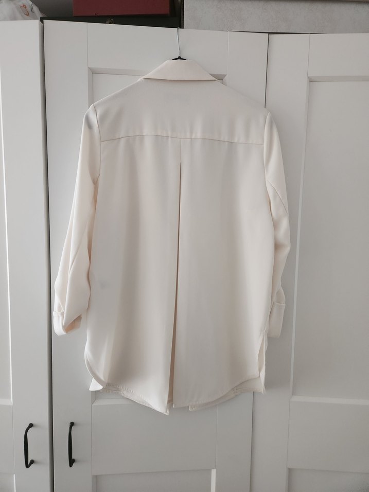 Beyaz Kadın Midi Blazer Ceket - Görsel 4