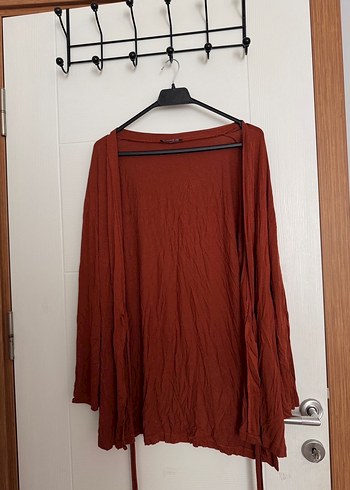 Kiremit Rengi Bağlama Detaylı Sabahlık - Görsel 6