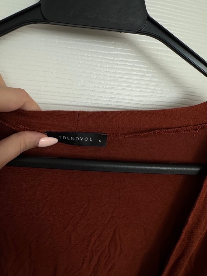 Kiremit Rengi Bağlama Detaylı Sabahlık - Görsel 4